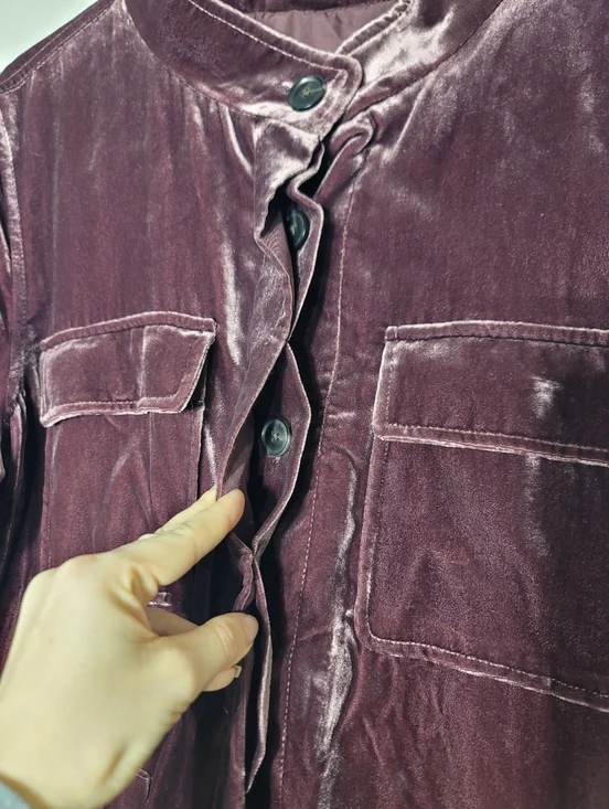 Velvet Muave Utility Jacket Dark Academia Grunge Whimsigoth Sz L Witchy Preppy - Picture 6 of 10